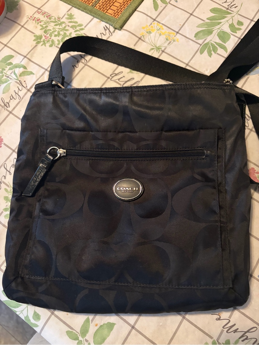 Coach Black Signature Nylon Crossbody Bag